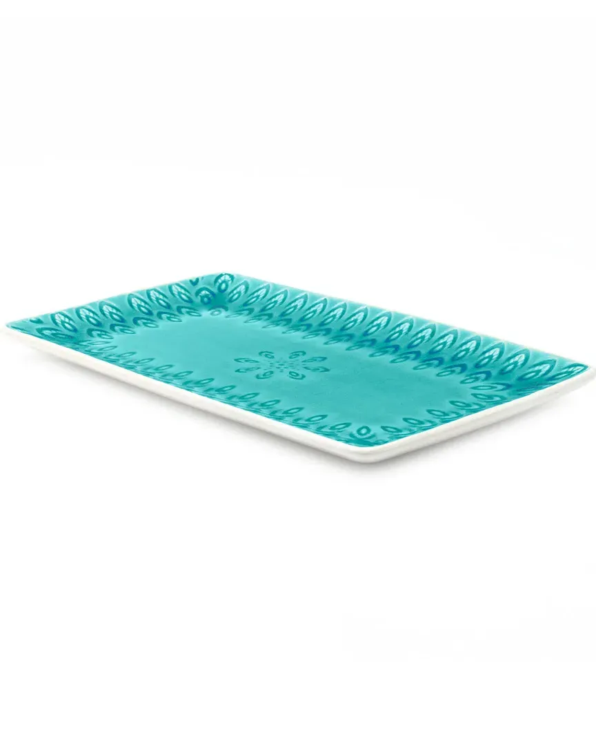 Peacock Rectangular Platter - Stoneware image