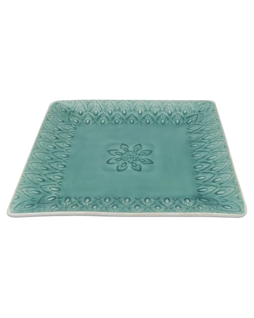 Peacock Square Serving Platter - Blue, Stoneware image
