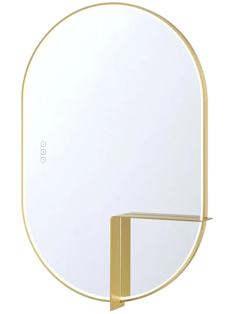 Linden Rectangular Mirror with LED - Gold