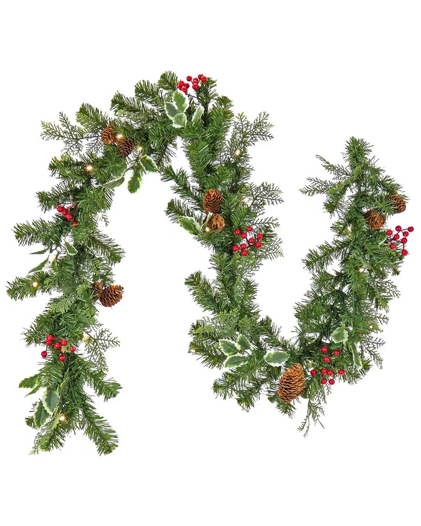 6ft Mixed Tip Garland with LED Lights - Green image