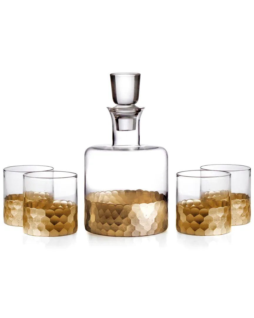 Fitz & Floyd Daphne 5-Piece Whiskey Set - Gold image