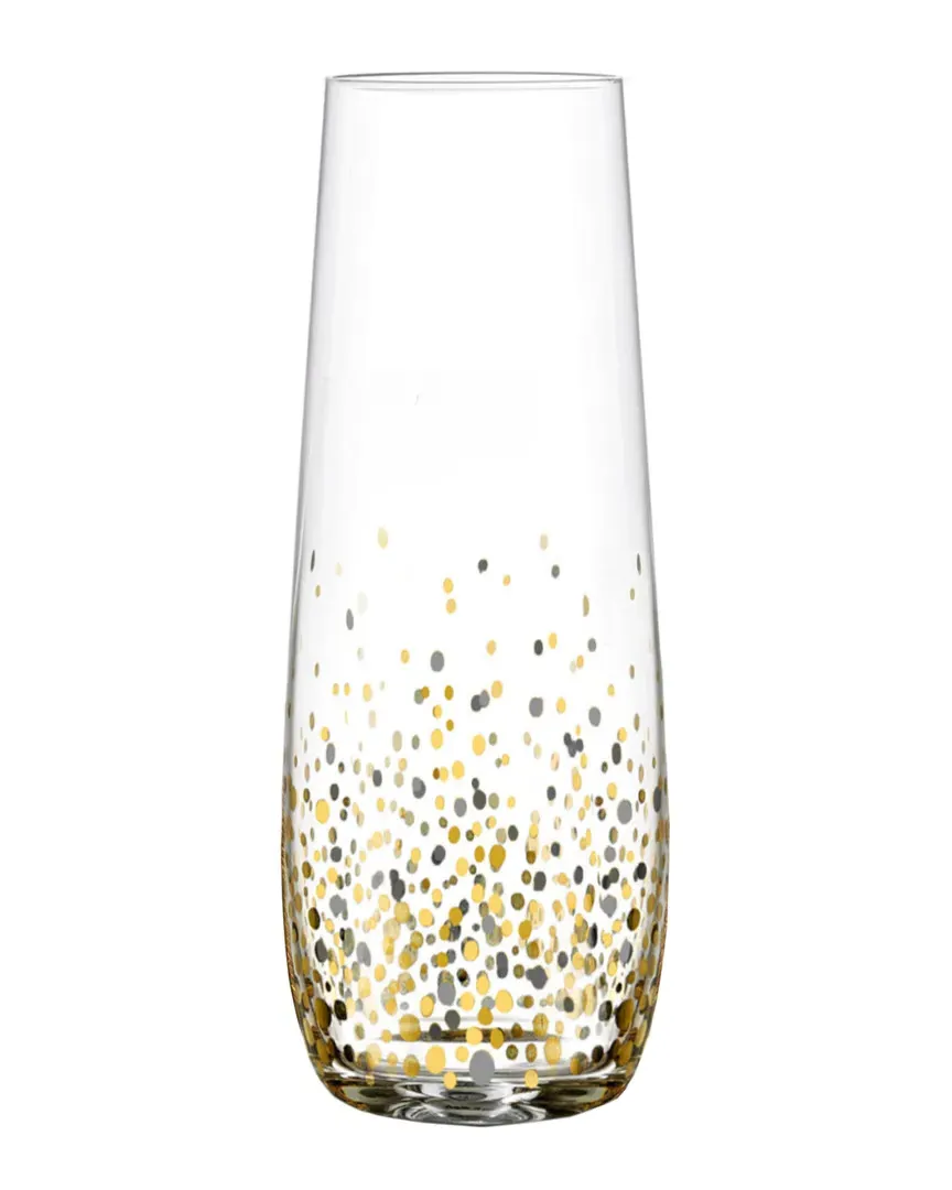 Set of Four 12oz Stemless Flutes - Black, Gold image