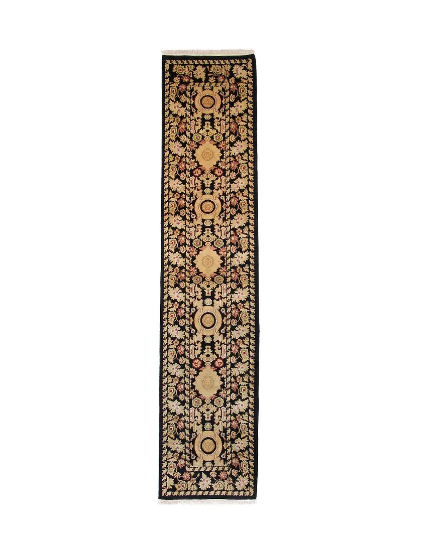 Agra Hand-Knotted Rug - Black, Wool