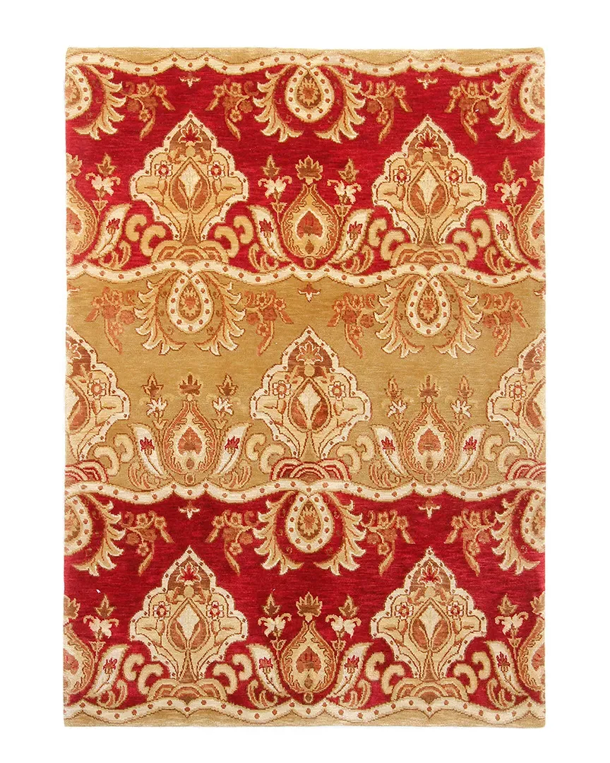 Agra Hand-Knotted Rug - Red, Wool
