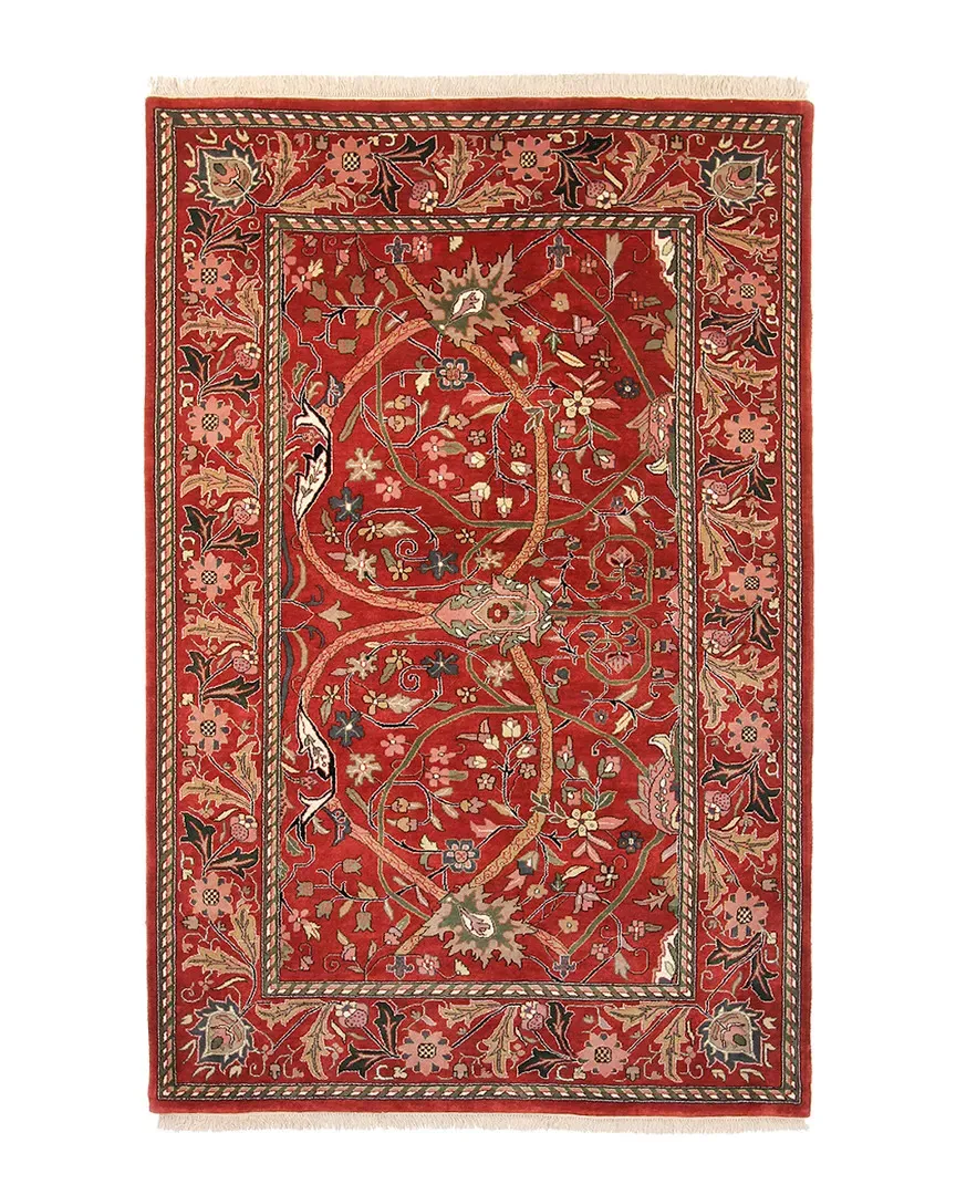 Agra Hand-Knotted Rug - Red, Wool