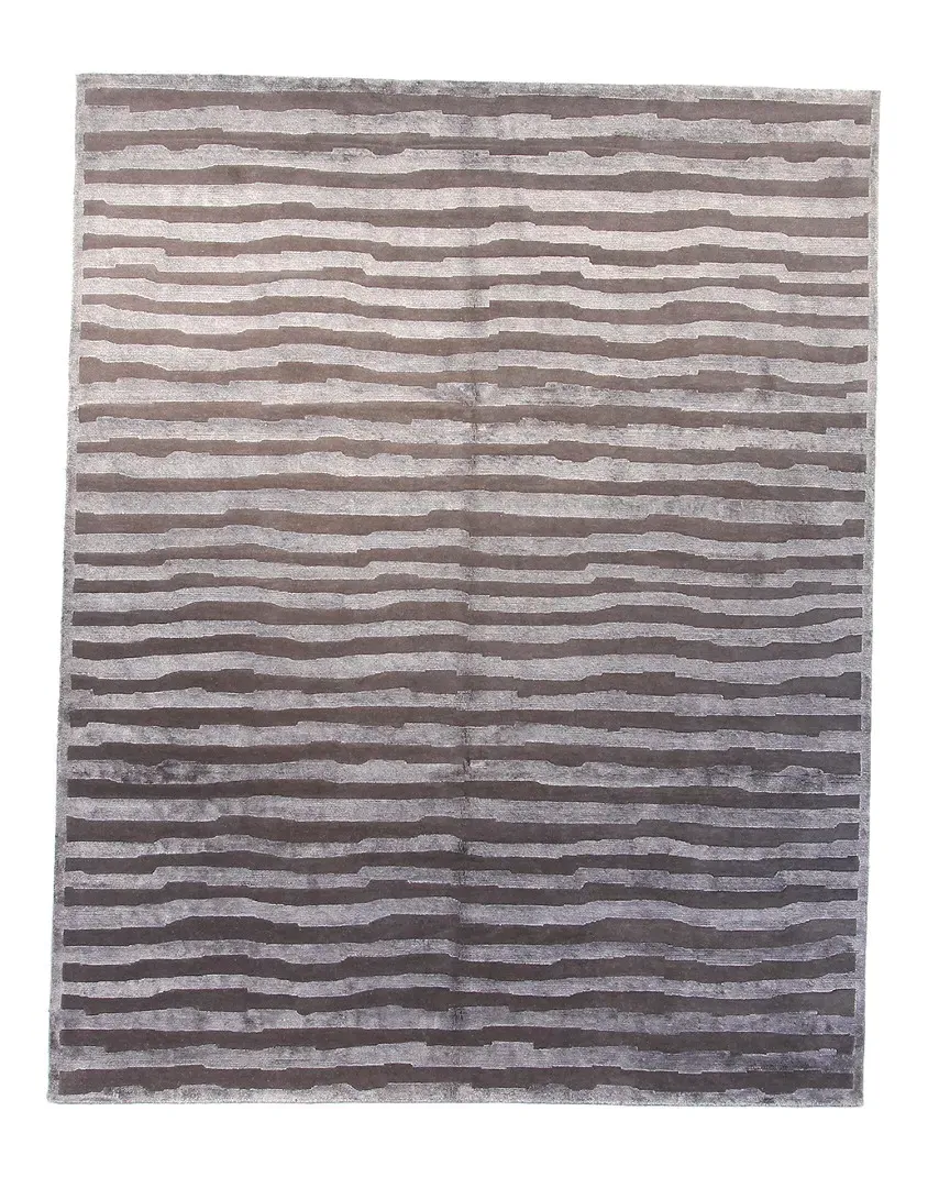 Hand-Knotted Rug - Grey, Wool and Bamboo Silk image