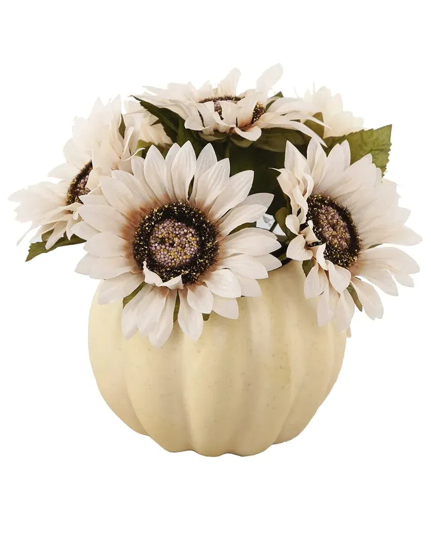 10in Sunflowers in Pumpkin Arrangement - Cream image
