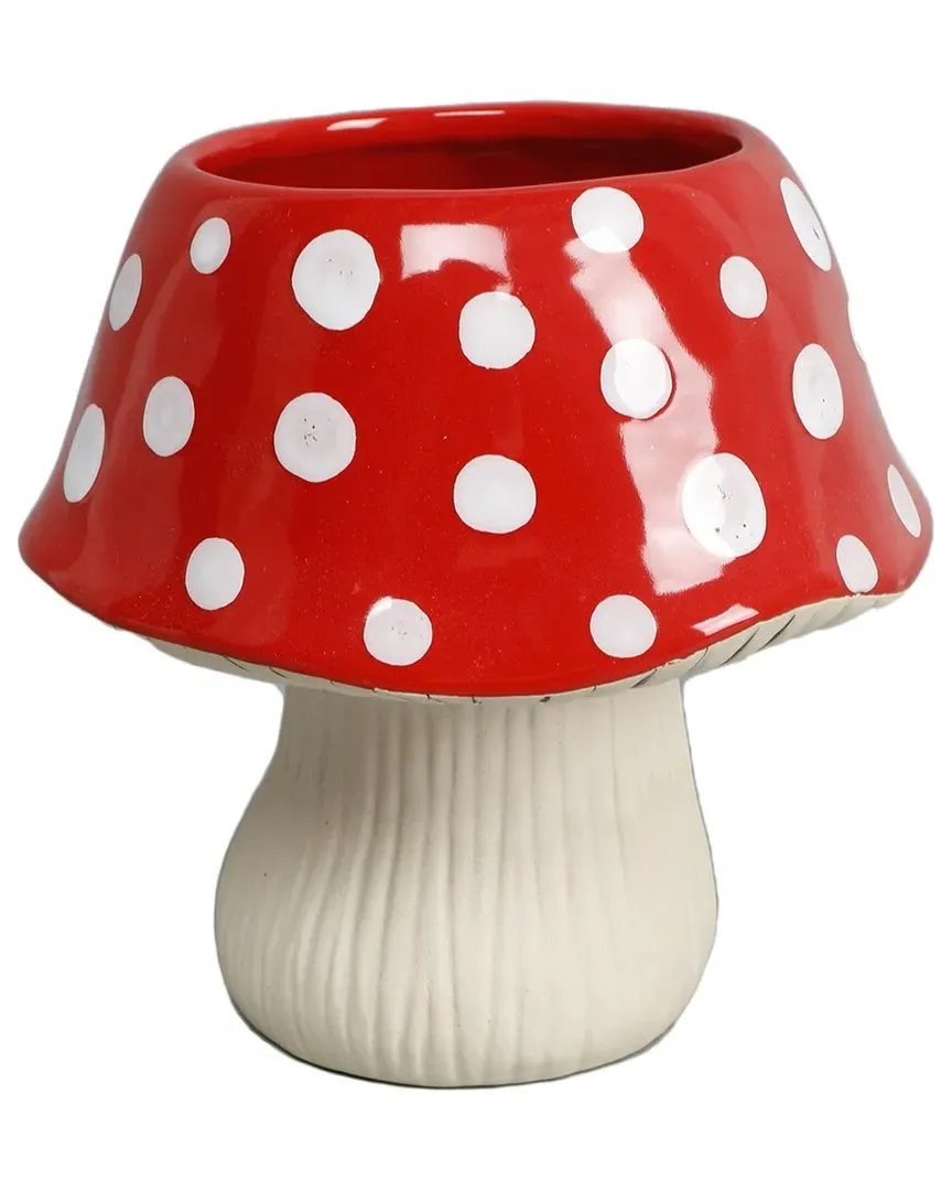 7in Ceramic Mushroom Pot - Red