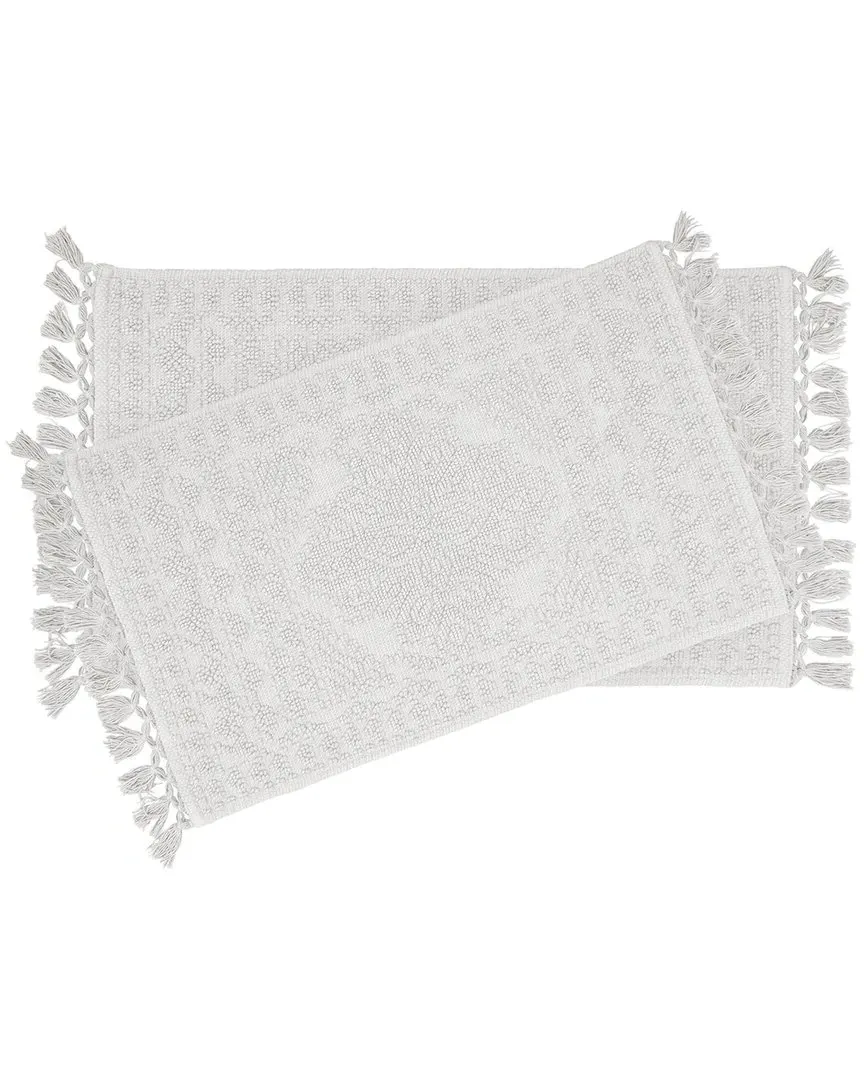 Nellore 2-Piece Bath Rug Set with Fringe - White, Cotton image