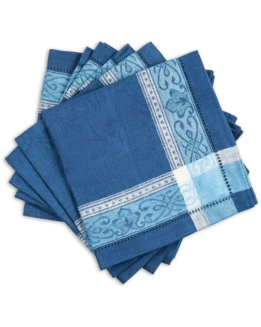 Astra Shades of Blue Napkins Set of 6 - Blue, Linen image