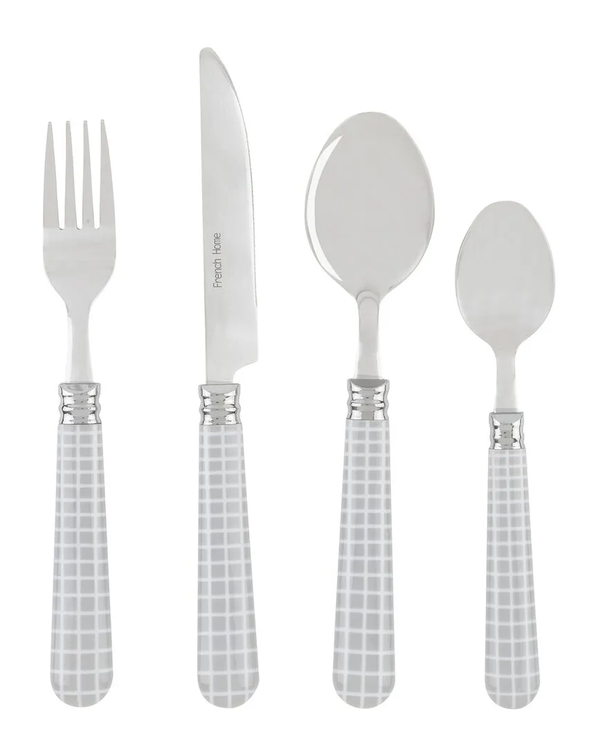 Bistro 16Pc Flatware Set with Caddy - Grey, Stainless Steel