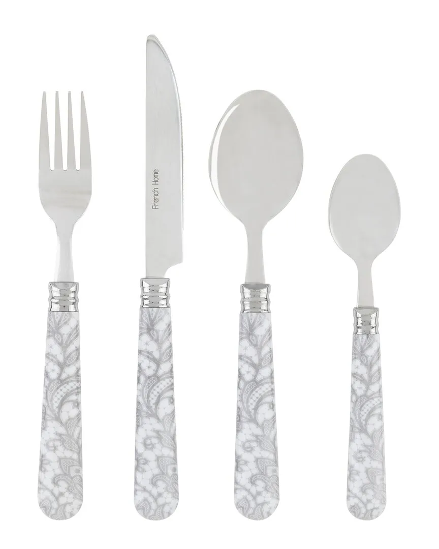 Bistro 16Pc Flatware Set with Caddy - Grey, Stainless Steel