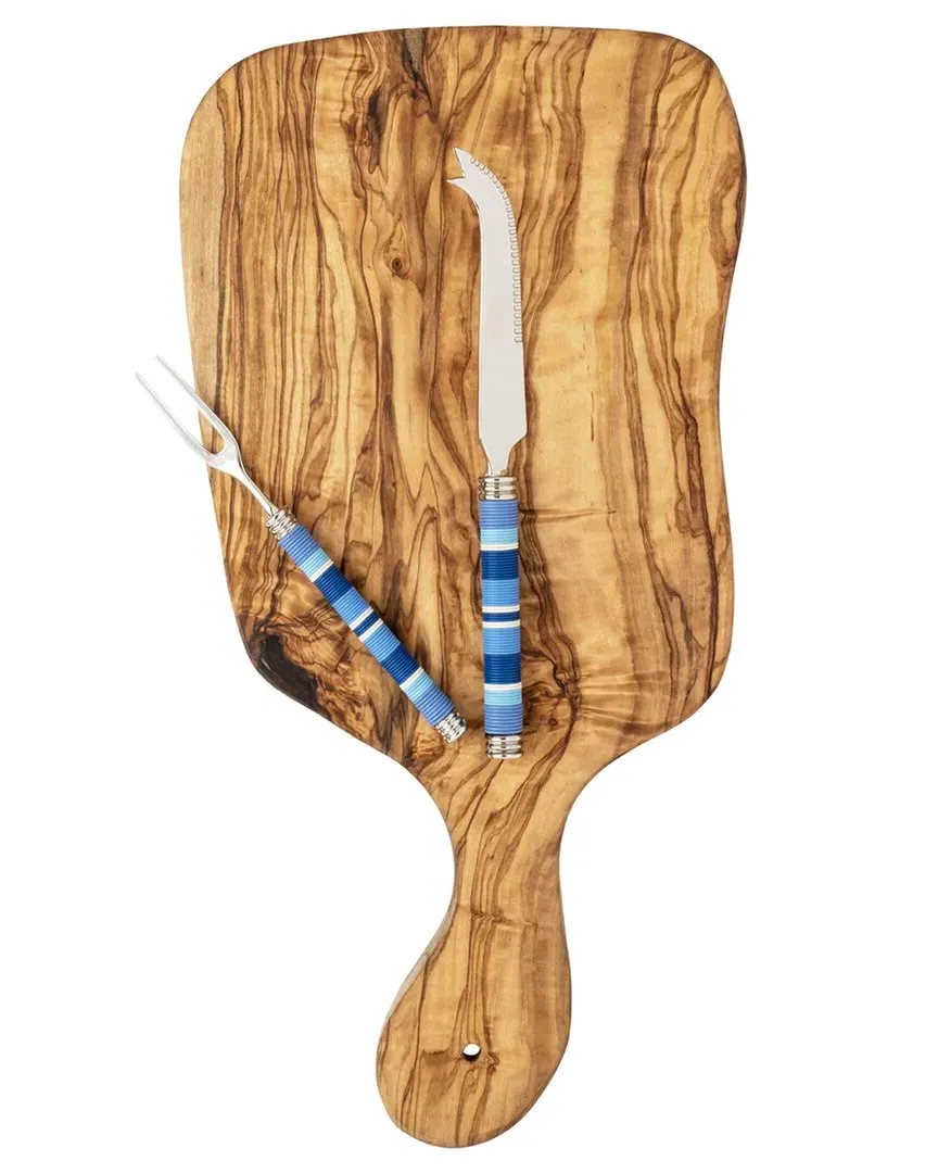 Jubilee 3pc Cheese Knife & Board Set - Multicolor, Olive Wood image