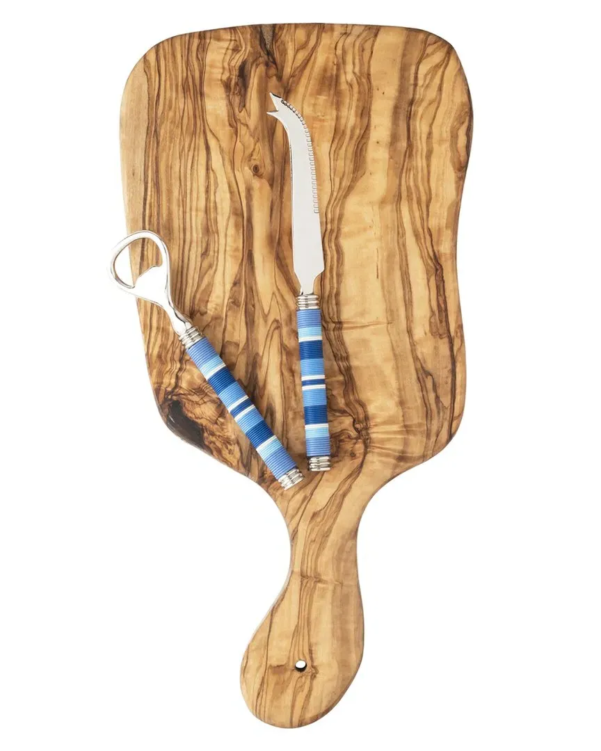 Jubilee 3pc Cheese Knife & Opener Set - Multicolor, Olive Wood