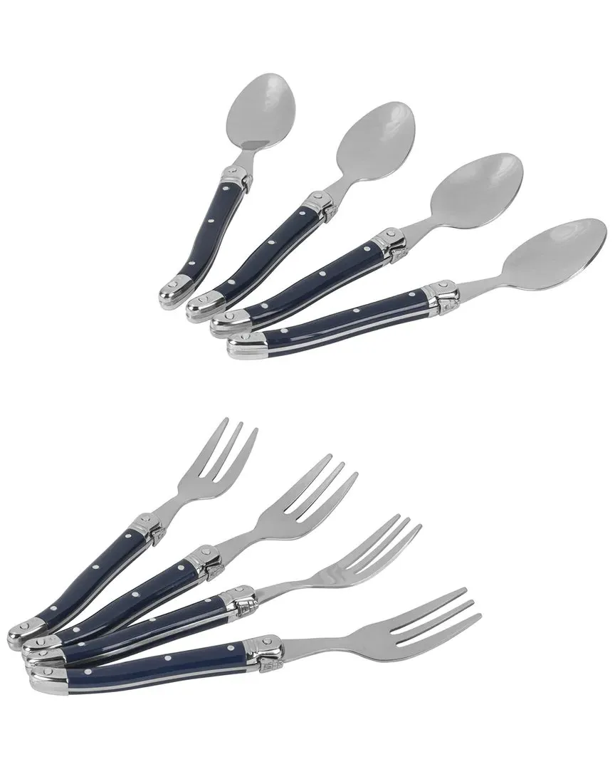 Laguiole 8pc Coffee Spoons & Cake Forks Set - Navy image