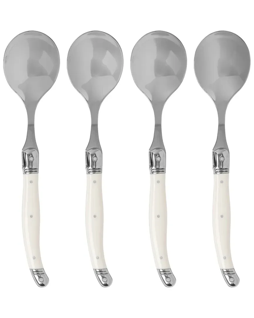 Laguiole Set of 4 Soup Spoons - Faux Ivory, Stainless Steel image