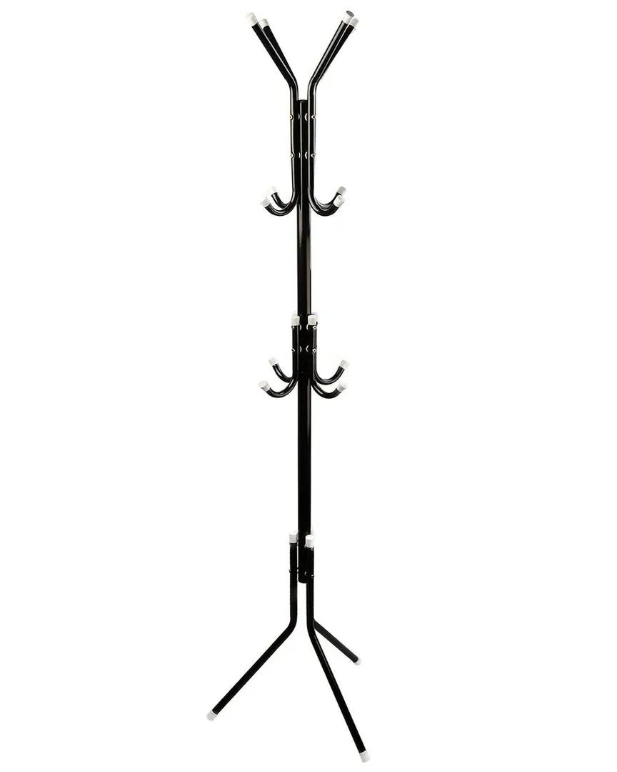 3-Tier Coat Rack Organizer with 8 Hooks - Black, Iron image
