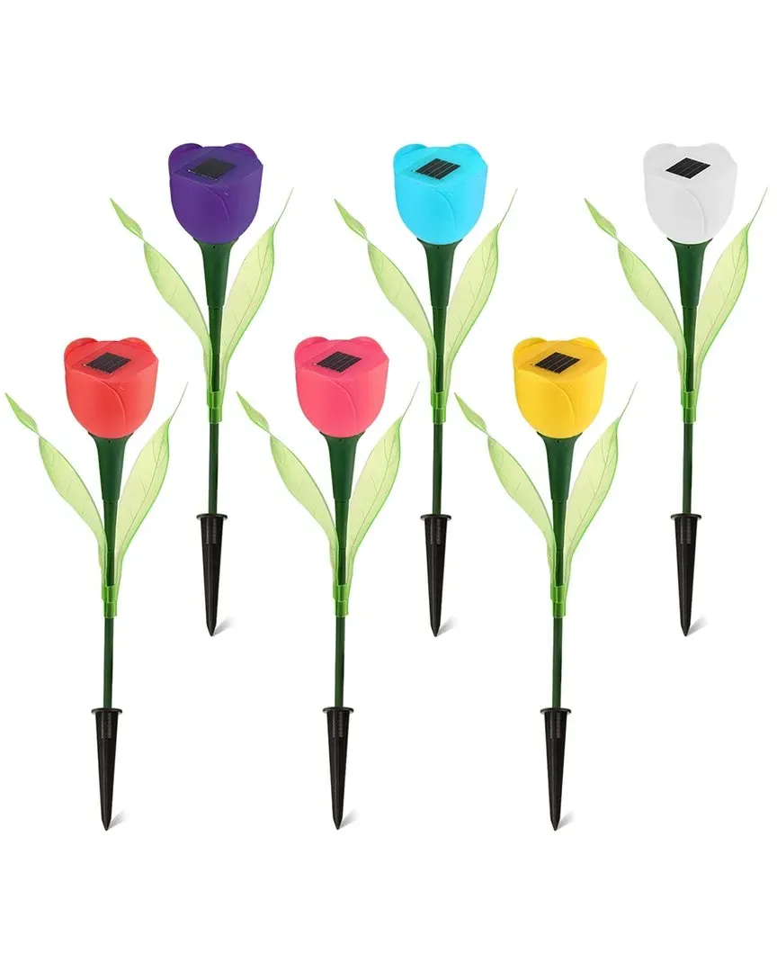 6pc Solar Garden Tulip Flower Light - Multi-Color image