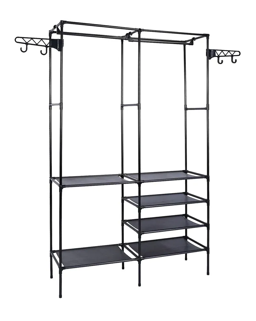 Multifunctional Garment Rack with Storage - Black