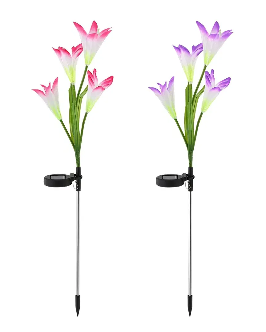 Solarek 2pc Solar Lily Flower Lights - Multi, Fabric