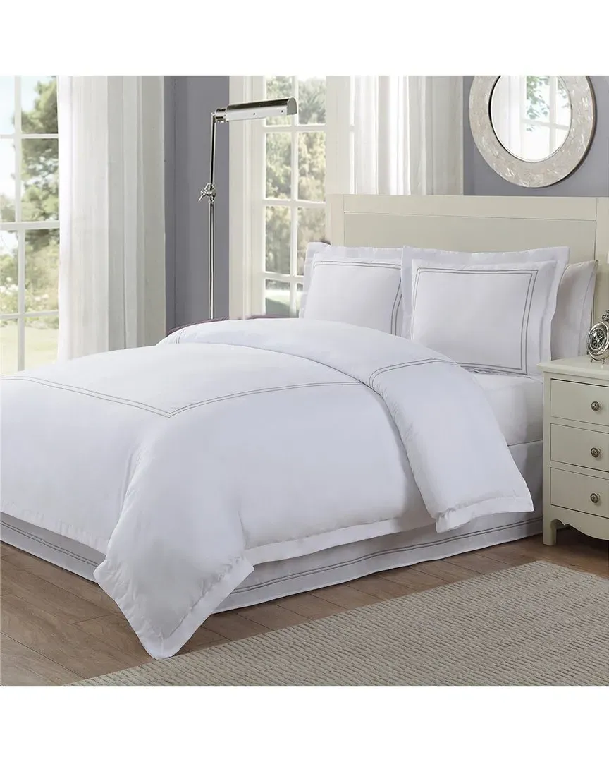 Luxury Hotel Baratta Embroidered Bed Skirt - Silver