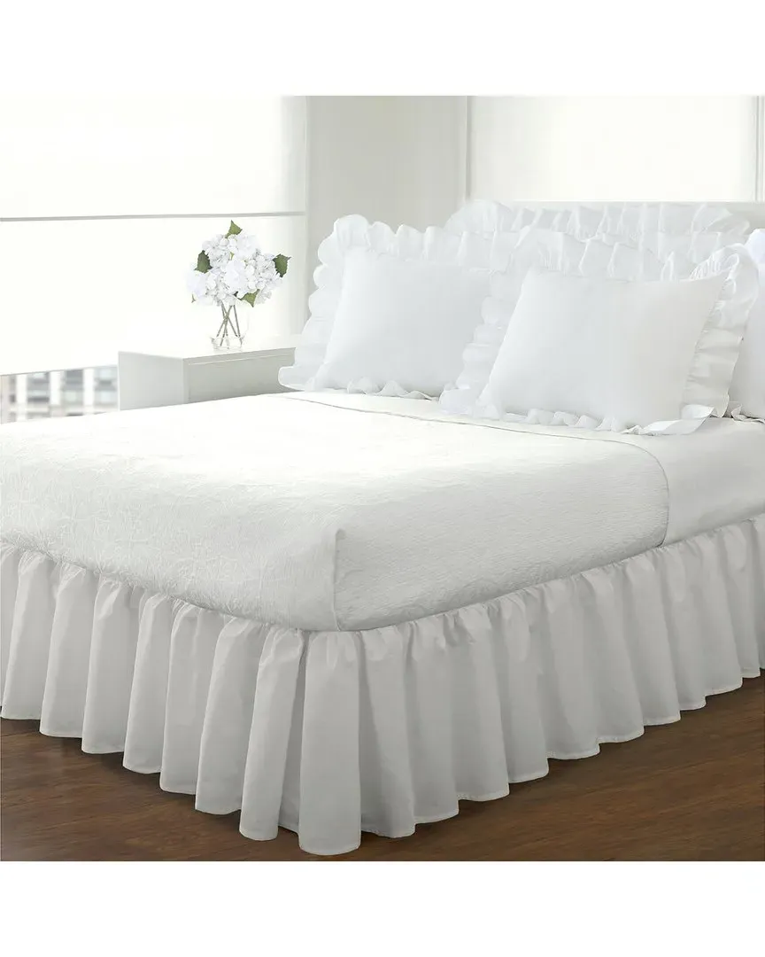 Ruffled Eyelet Bed Skirt - White