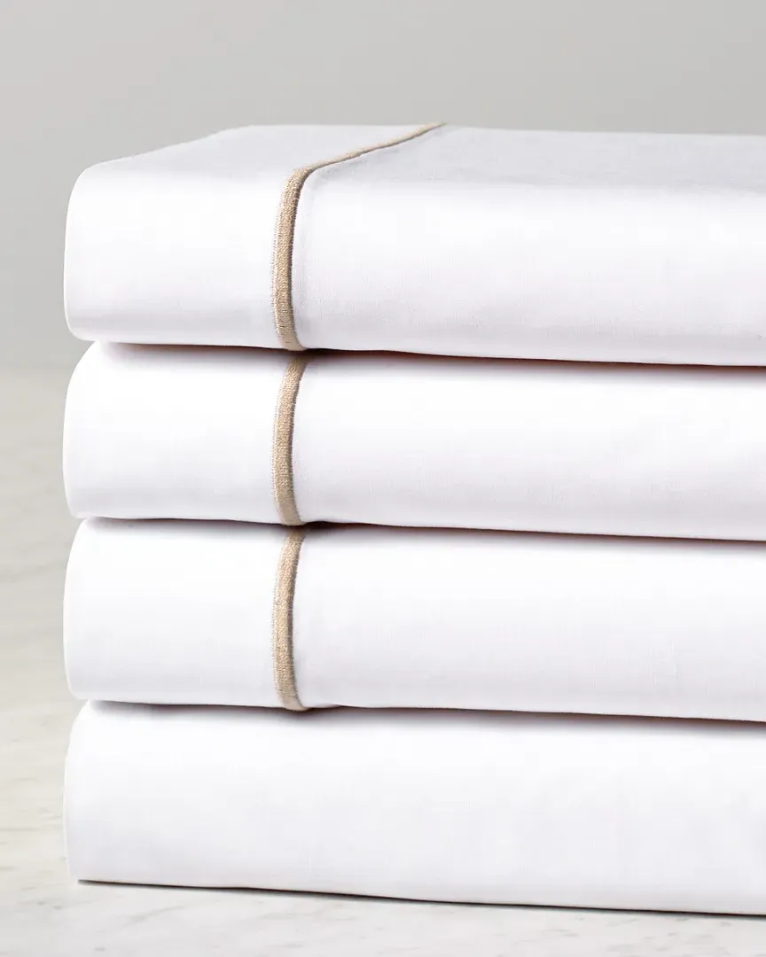 One Bourdon Khaki Line Sheet Set - White, Cotton