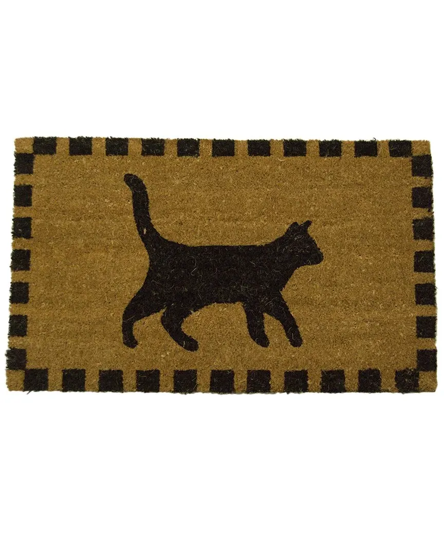 Coir Black Cat Welcome Mat - Multicolor image