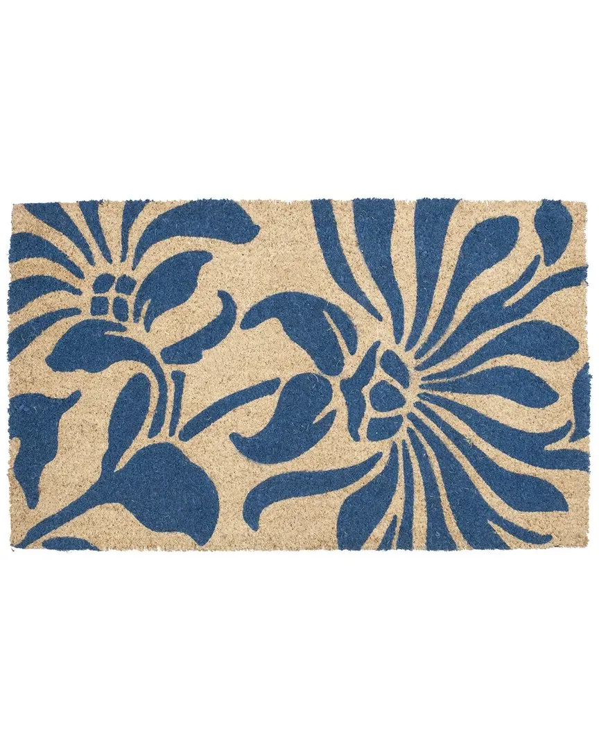 Coir Blue Flowers Welcome Mat - Multicolor image