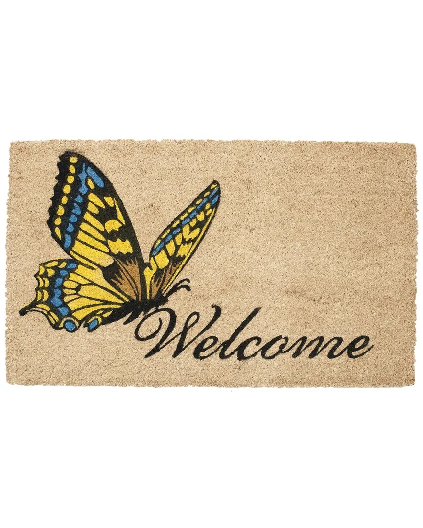 Coir Butterfly Welcome Mat - Multicolor