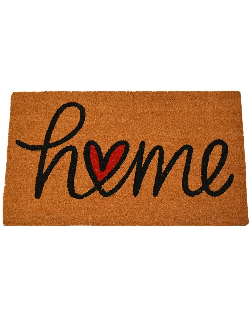 Coir Cursive Home Heart Doormat - Multicolor image