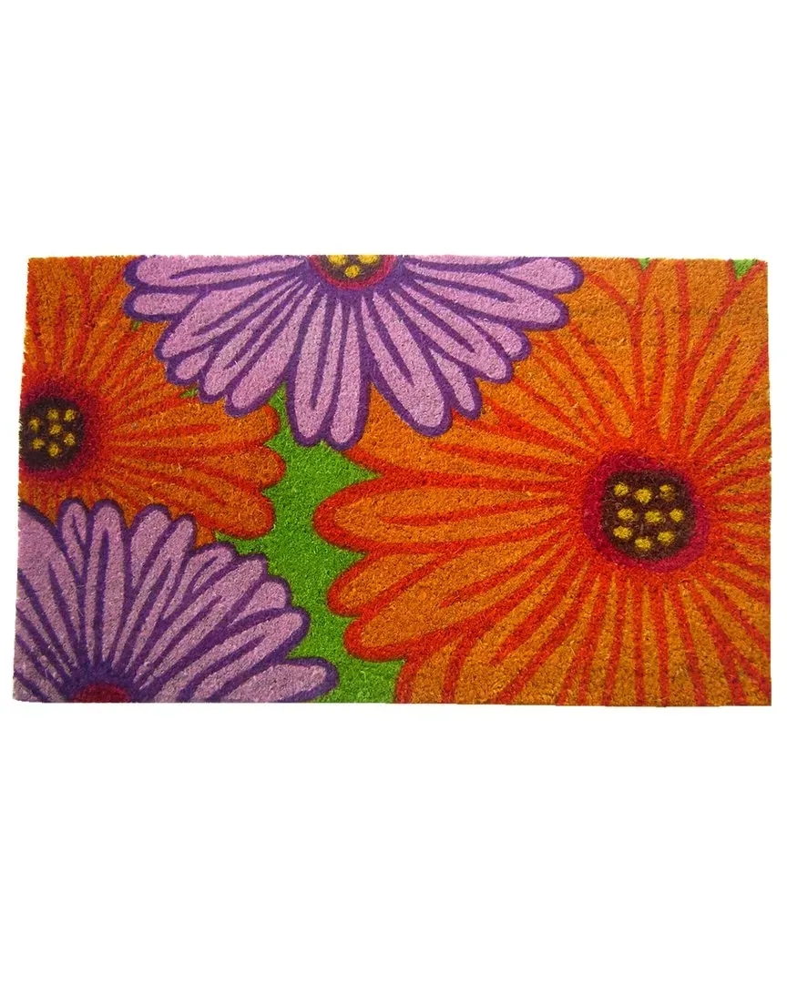 Coir Dahlia Flowers Welcome Mat - Multicolor image