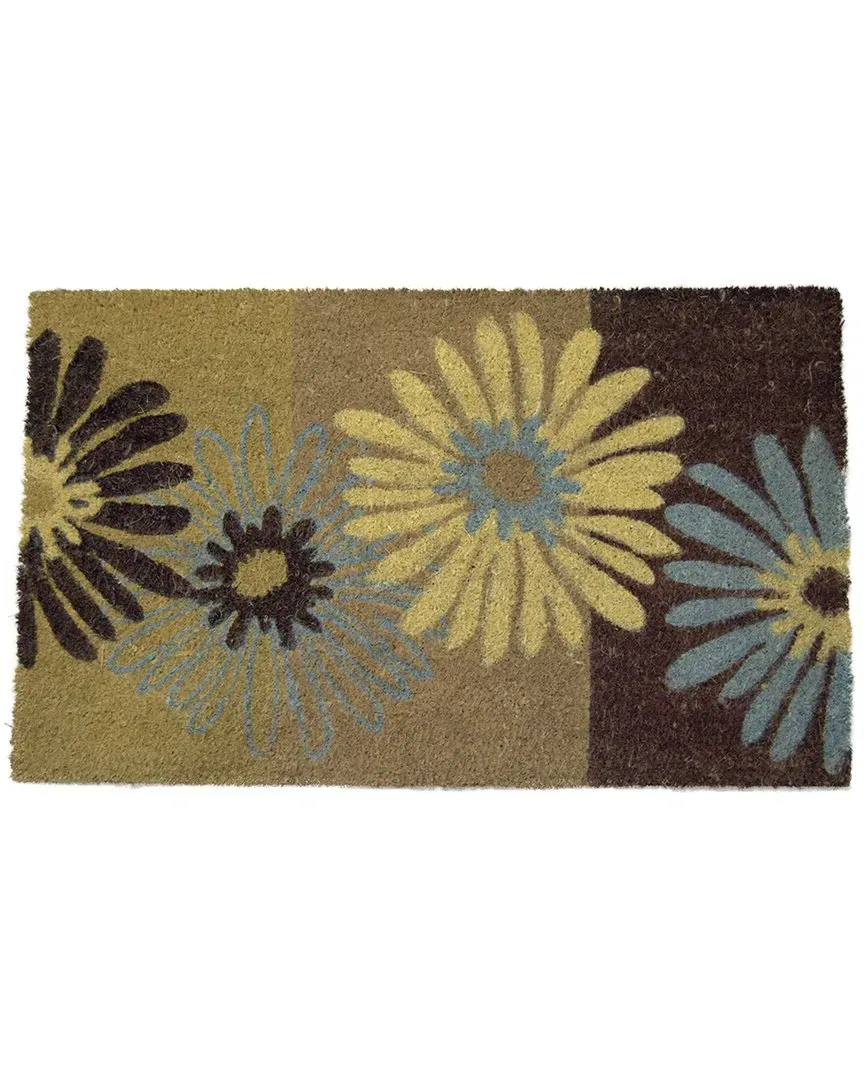 Coir Daisies Welcome Mat - Multicolor