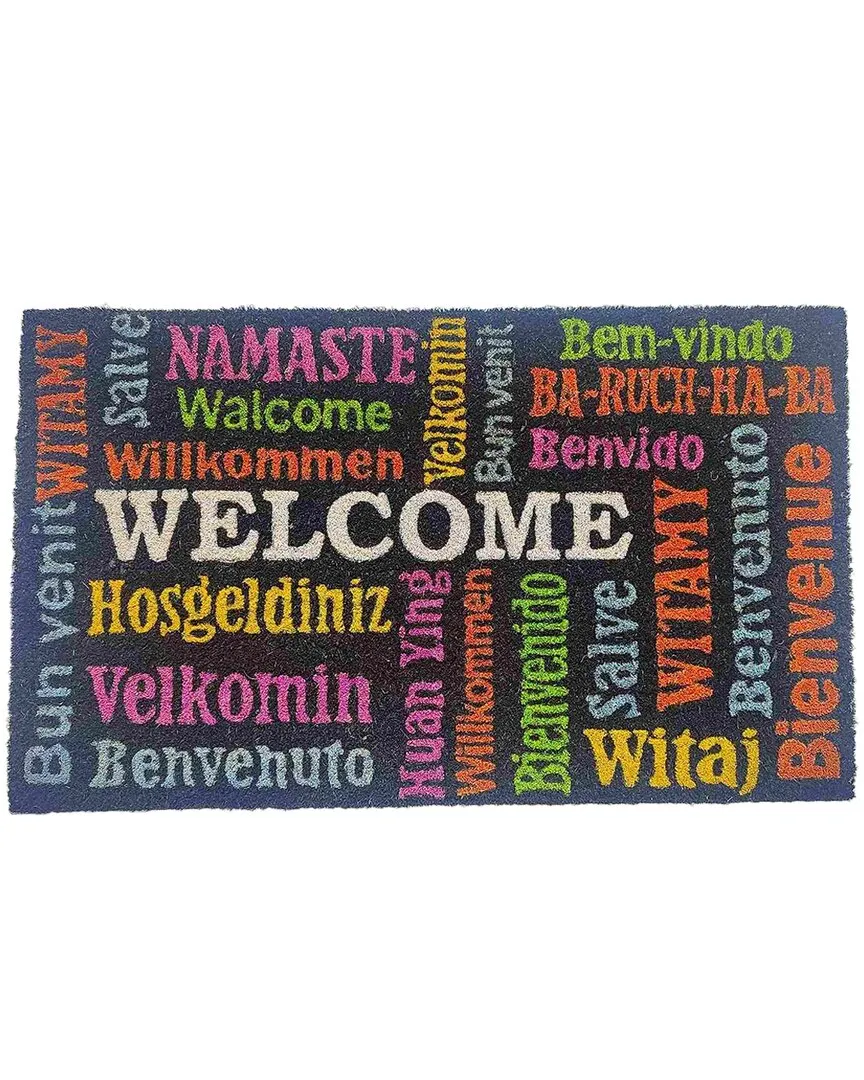 Coir Multi-Language Welcome Mat - Multicolor