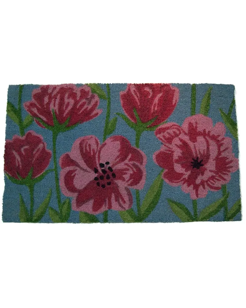 Coir Red Tulip Flowers Welcome Mat - Multicolor image