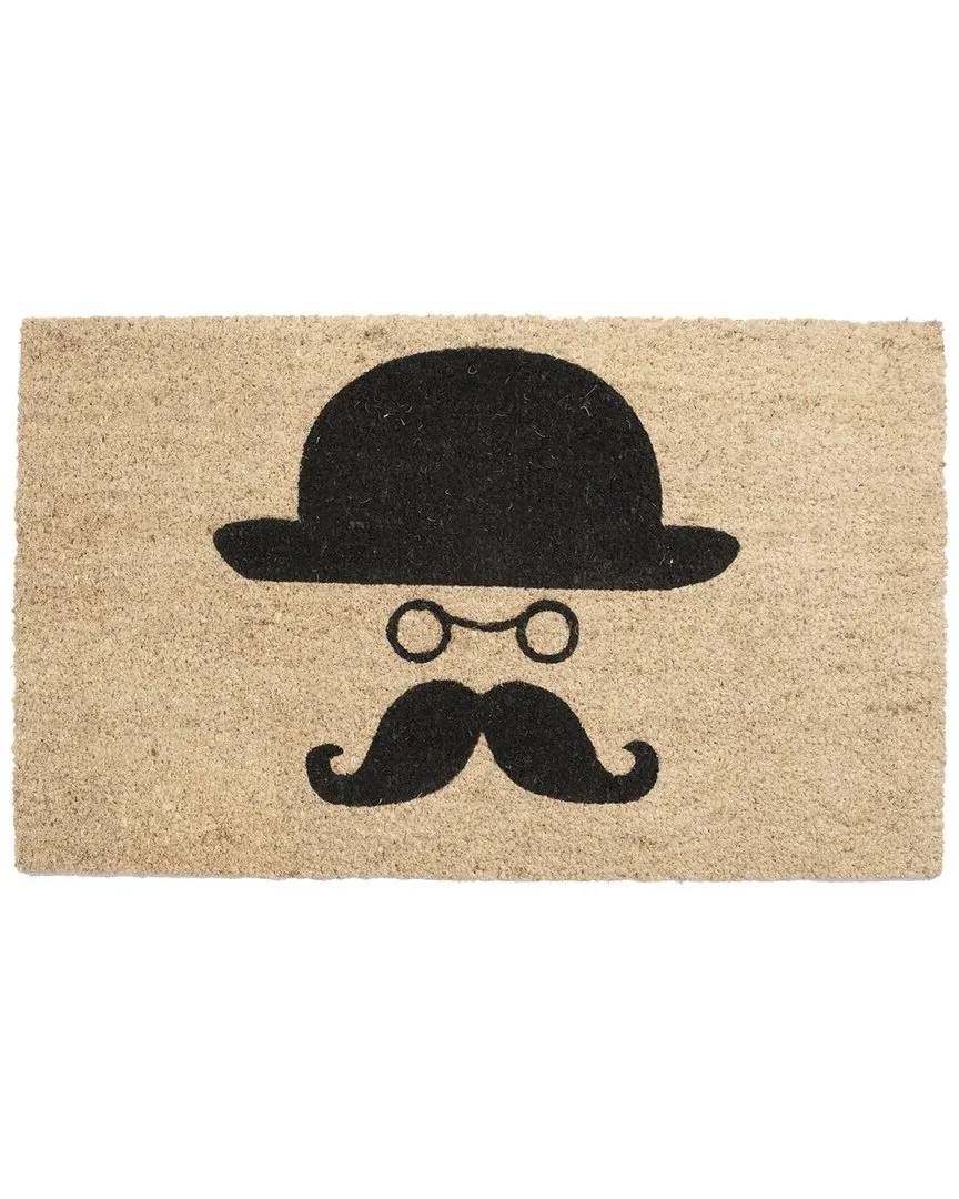 Coir Top Hat & Mustache Welcome Mat - Multicolor