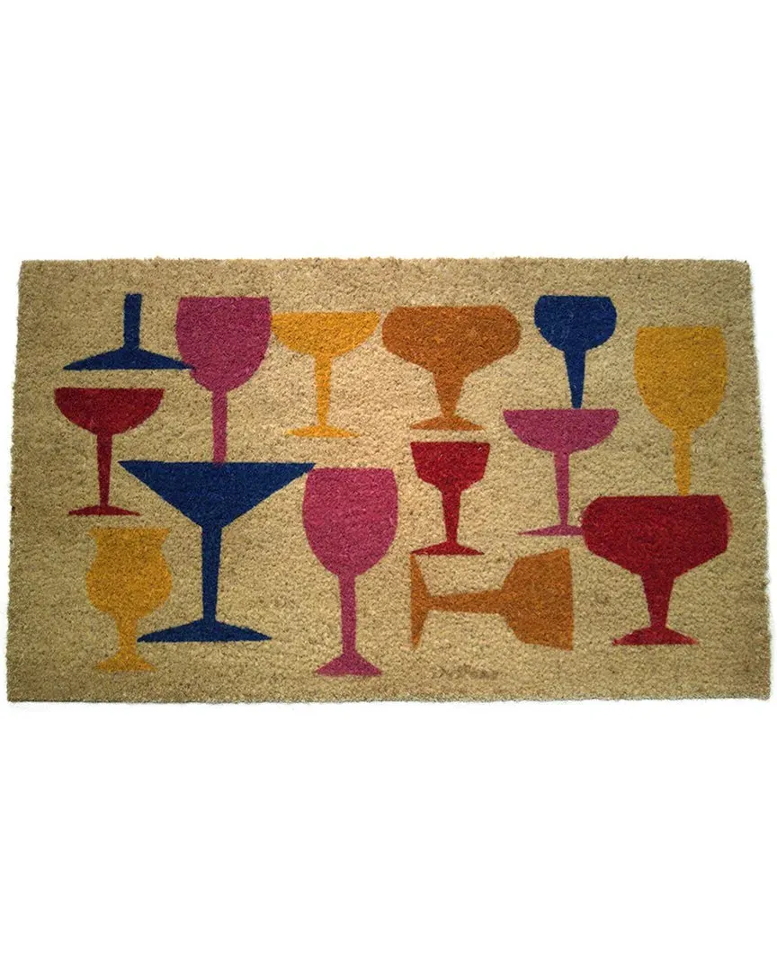 Coir Wine Glasses Doormat - Multicolor