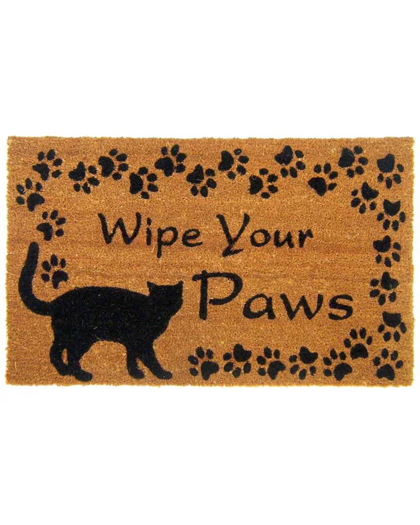 Coir Wipe Your Paws Welcome Mat - Multicolor