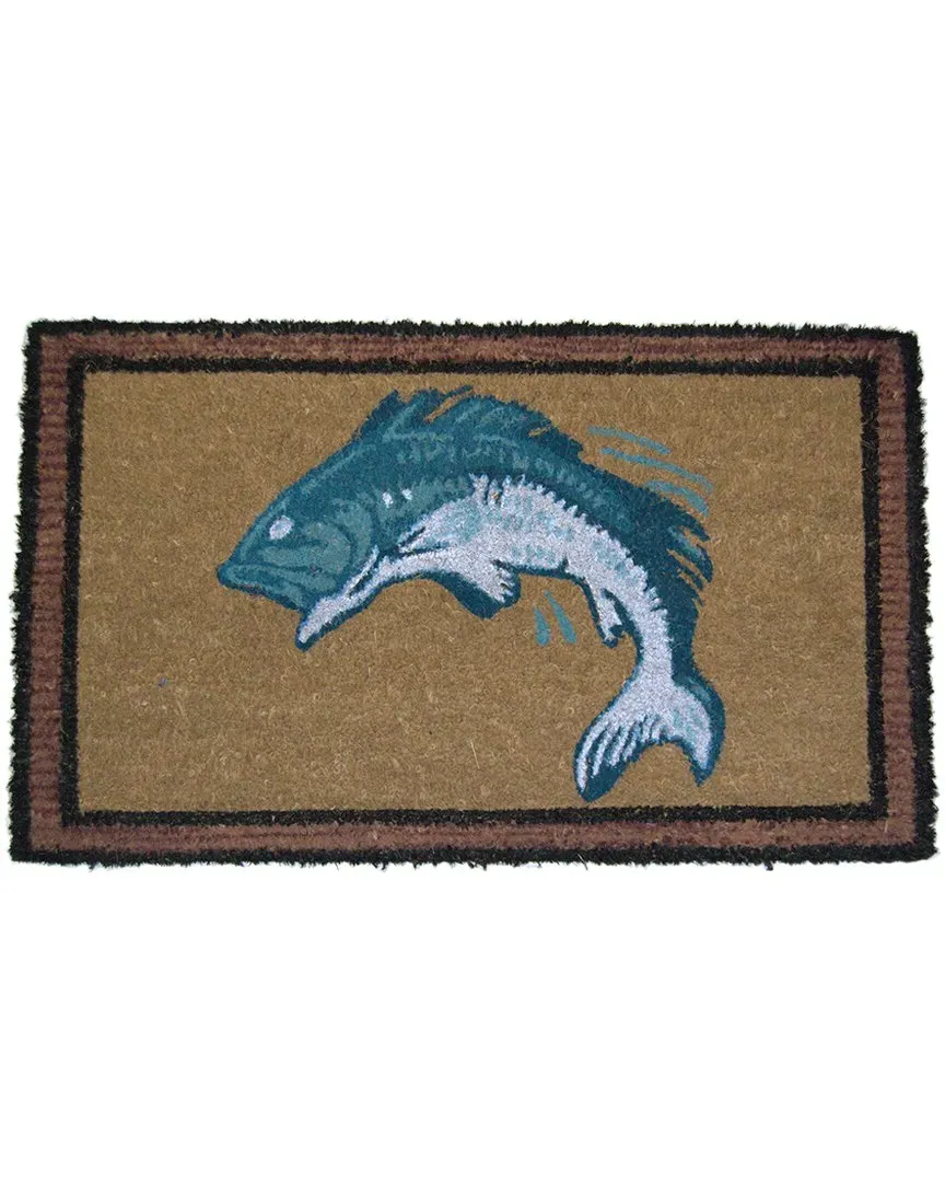 Geo Crafts Coir Jumping Bass Fish Welcome Mat - Multicolor image