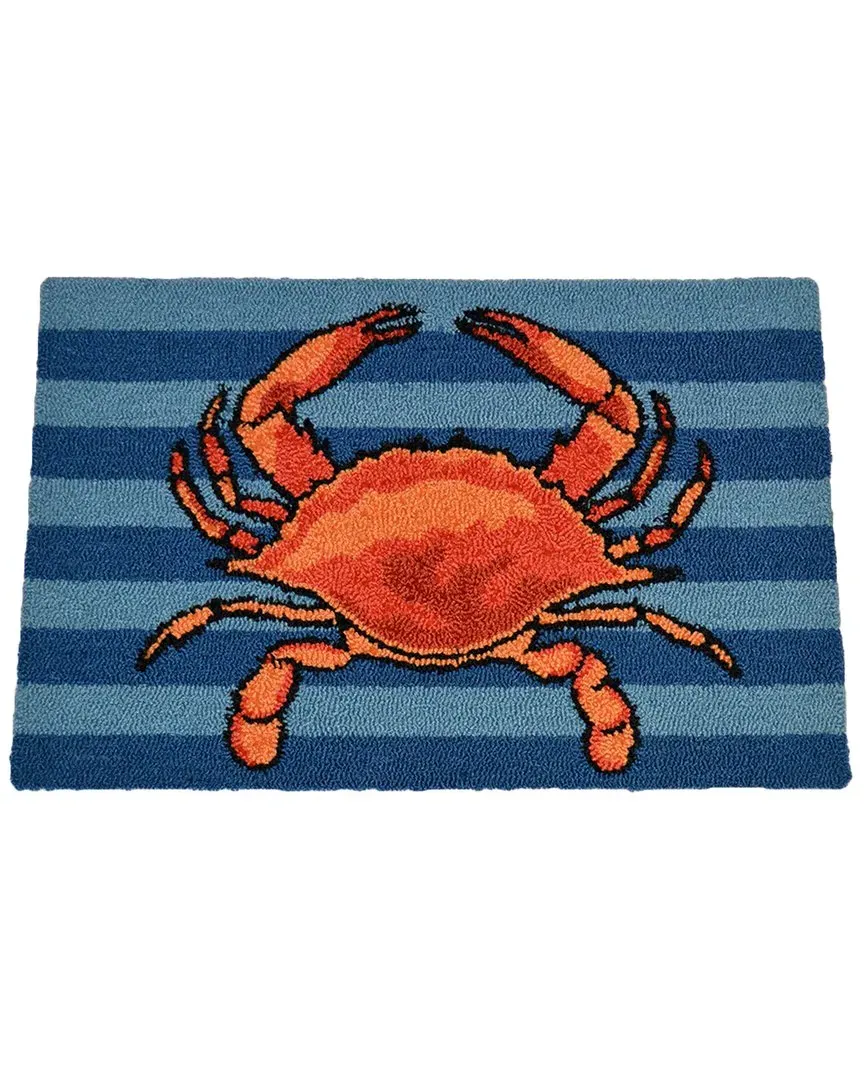 Hand-Hooked Crab Striped Accent Rug - Red, Polypropylene