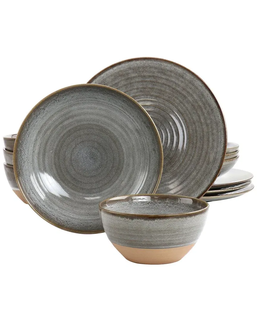 Gibson Elite 12pc Dreamweaver Round Dinnerware Set - Grey image