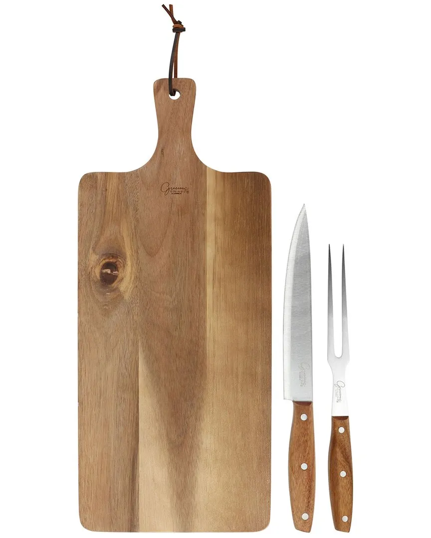 Gibson Elite 3pc Acacia Wood Serving Board with Carving Knife image
