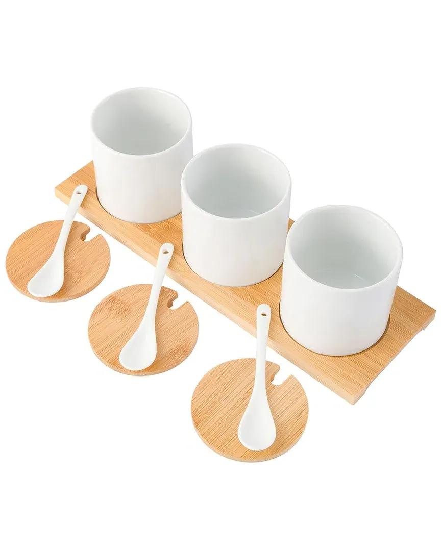 Gibson 10-Piece Condiment Jar Set with Spoons - White, Ceramic image