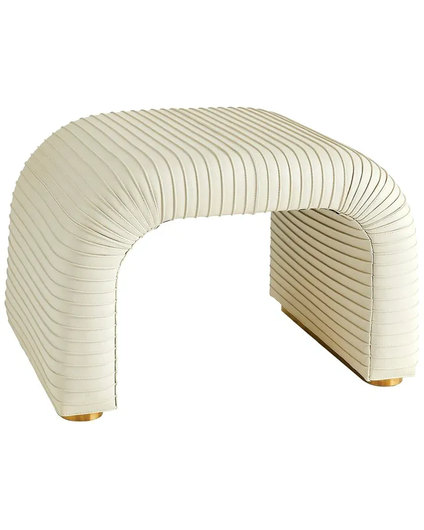 Ashley Childers Cade Stool - White, Leather