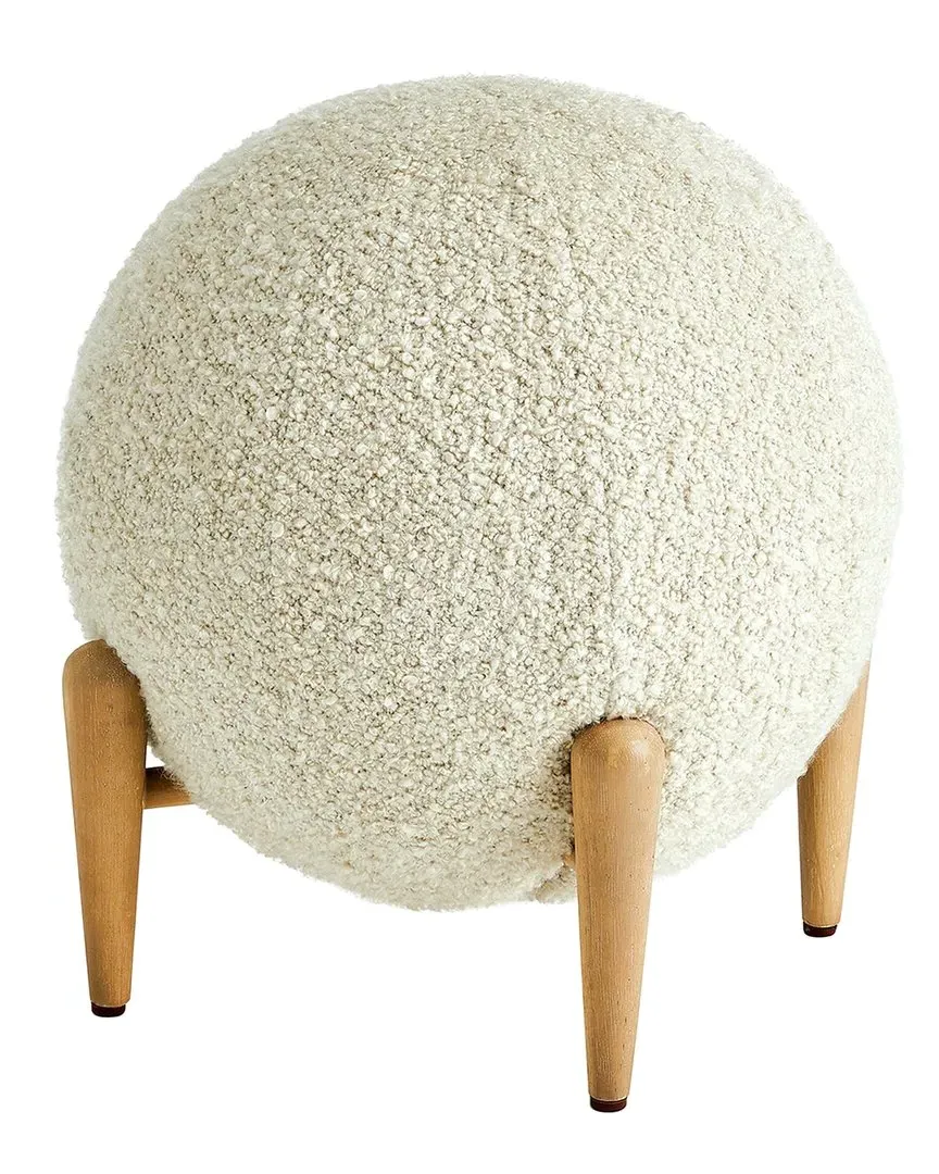 Ashley Childers Shearling Ball Stool - Brown, Rubberwood