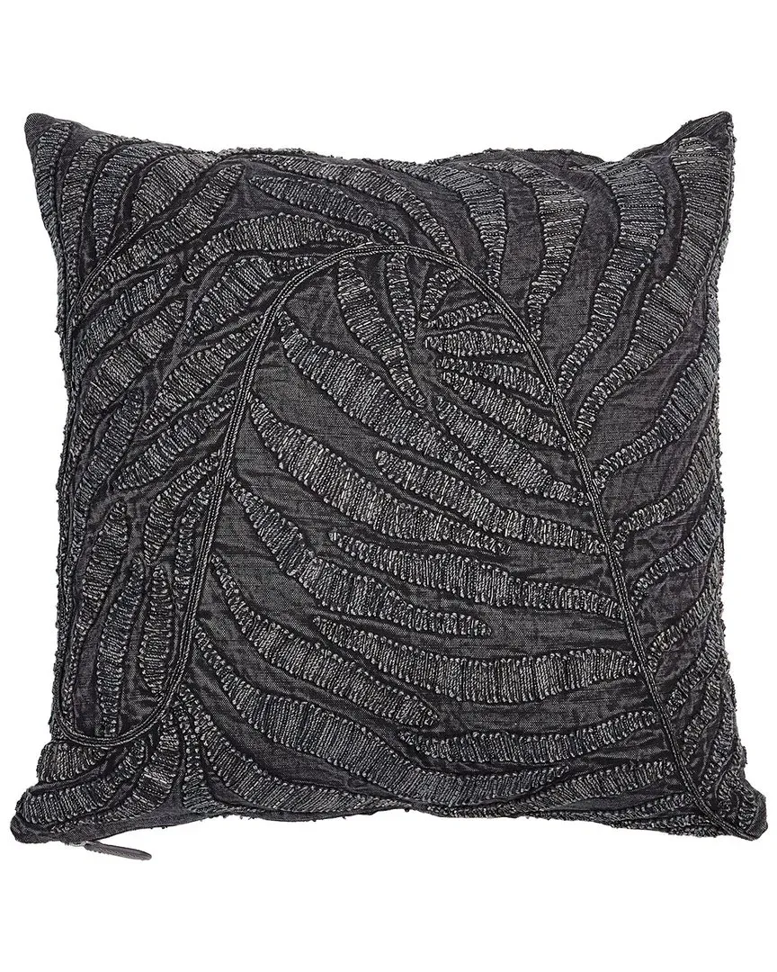 Beaded Palm Leaf Pillow - Blue, Cotton image