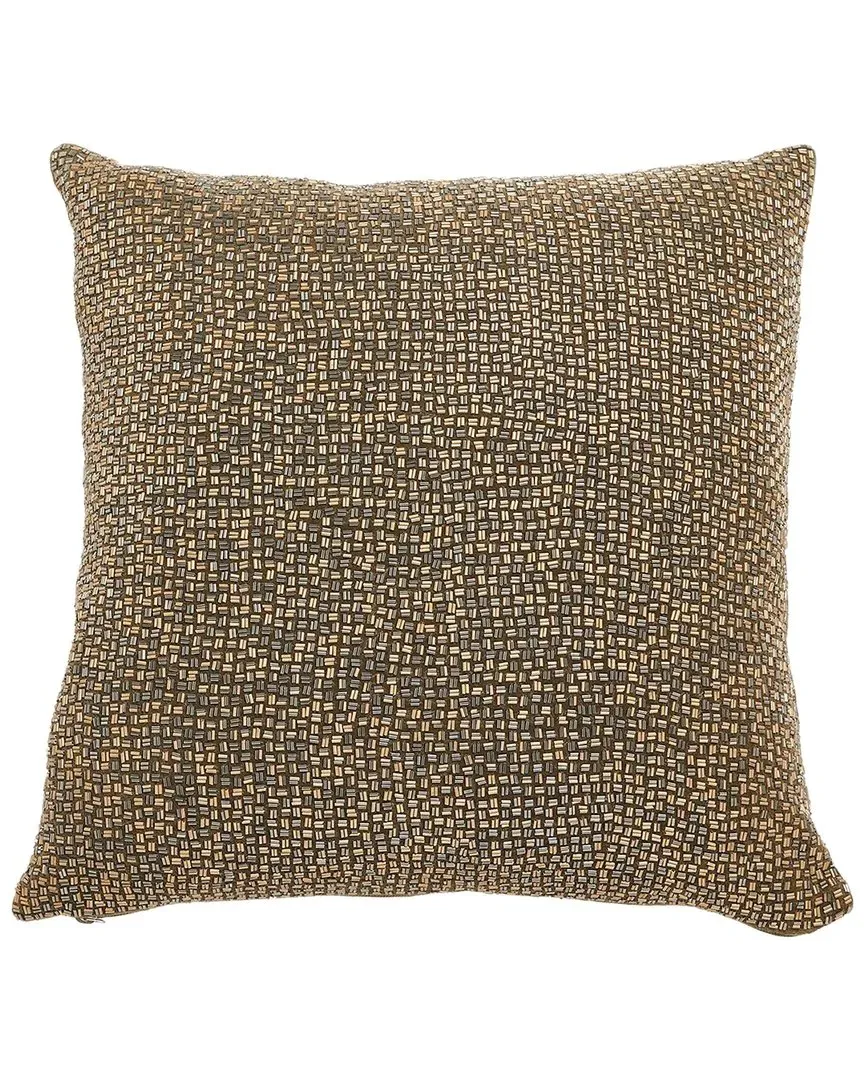 Bugle Beaded Pillow - Gold image
