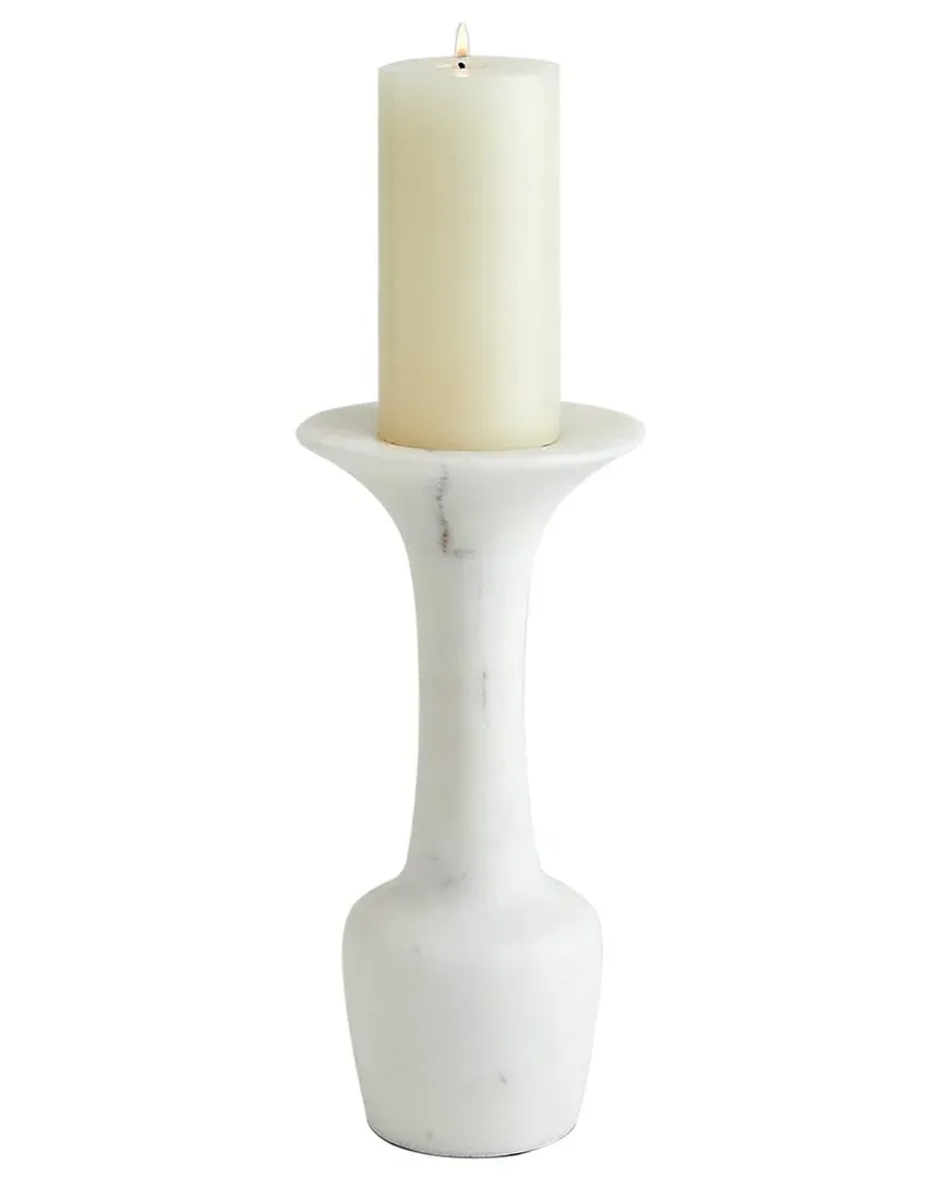 Calyx Candle Holder - White, Marble