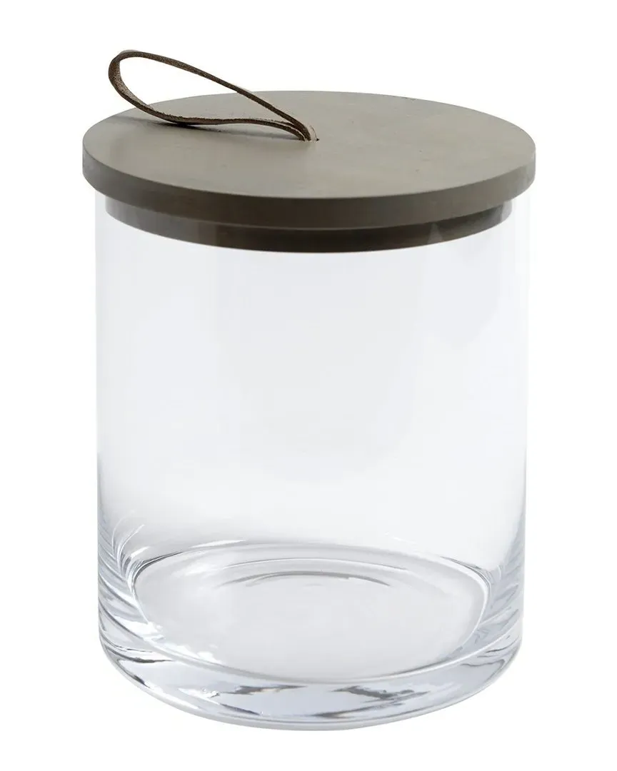 Canister with Leather Detail - Clear, Glass