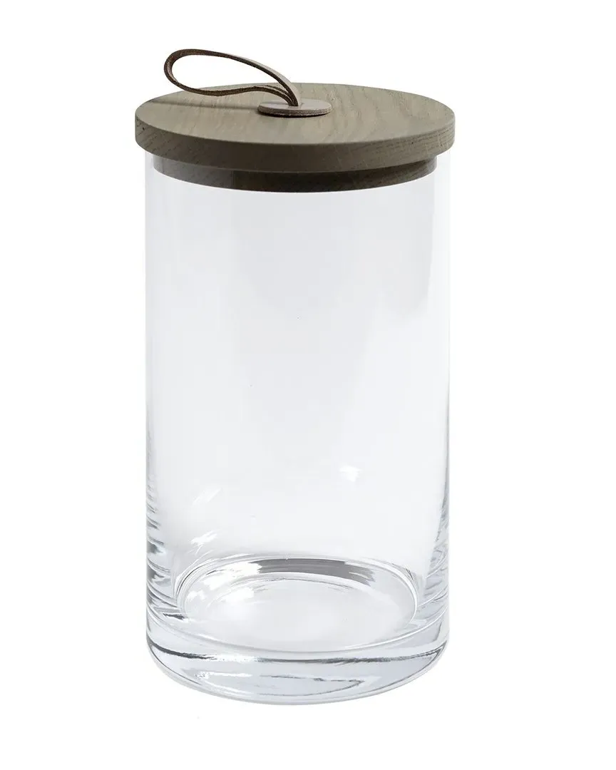 Canister with Leather Detail - Clear, Glass image